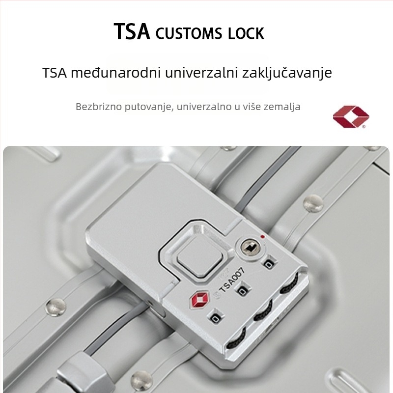 Kofer od aluminijsko-magnézijske legure za provjeru prtljage, TSA kombinirani bravi, 360° kotači, težina 3.98 kg
