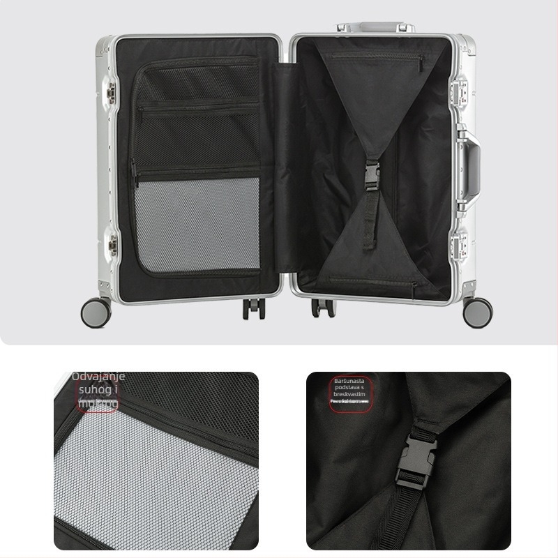 Kofer od aluminijsko-magnézijske legure za provjeru prtljage, TSA kombinirani bravi, 360° kotači, težina 3.98 kg