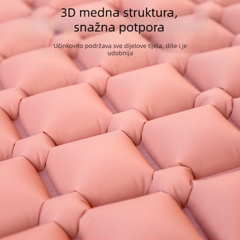 Vanjski nafukivi madrac za kampiranje – ultra lagan, prijenosan i povezan; Materijal: koži prijateljna tkanina + visoko elastična pjena; Pogodno za 1–2 osobe; Neto težina 3000 g; Automatsko naduvavanje