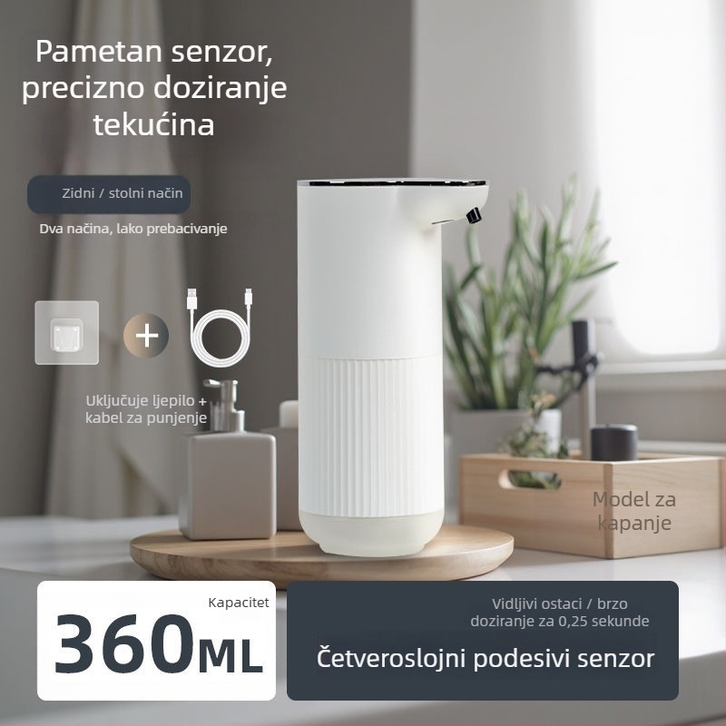 Automatski dozator pjenastog sapuna sa senzorom, zidni, plastični, CE certifikat