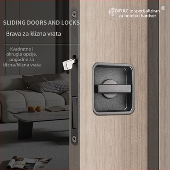 Katanac za džepna vrata, klizna sa bočnom ručkom, Difule Dfl-075a/076a, cinkova legura, moderan minimalistički stil