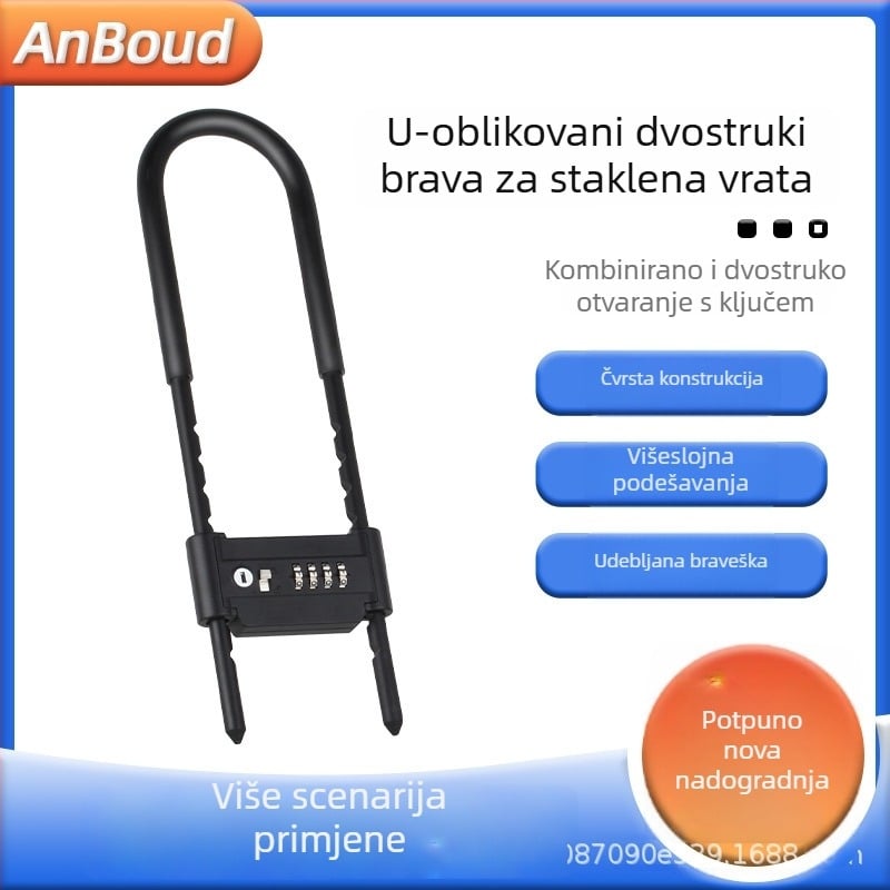 Anbond U-oblikovana šifra zaključavanja za staklena i klizna vrata, model L-ks01, materijal: željezo, cink, PVC kožno kućište, protiv krađe