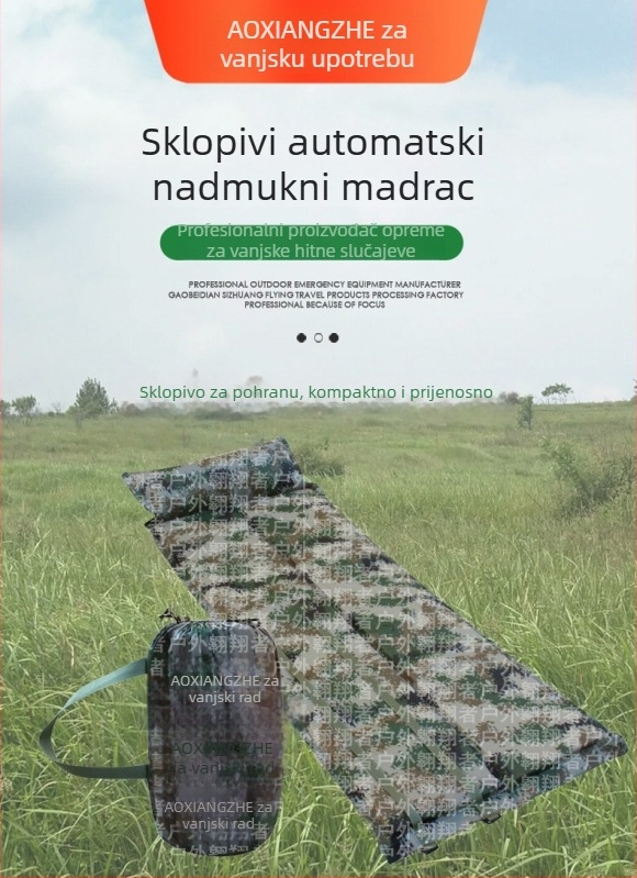 Soar Kamuflirana napuhujuća podloga za vlagu za kampiranje i nužnu obuku — 210T poliester, za 1 osobu, 1,5 kg, automatsko napuhivanje
