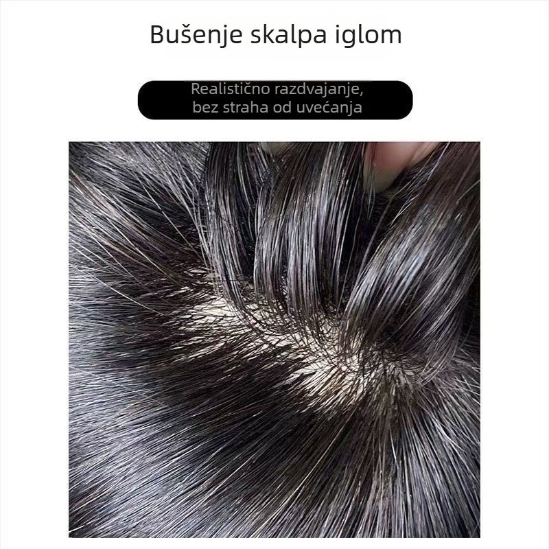 Dio peruke za žene, ljudska kosa, volumen, gornji dio perike, može se bojiti ili kovrčati