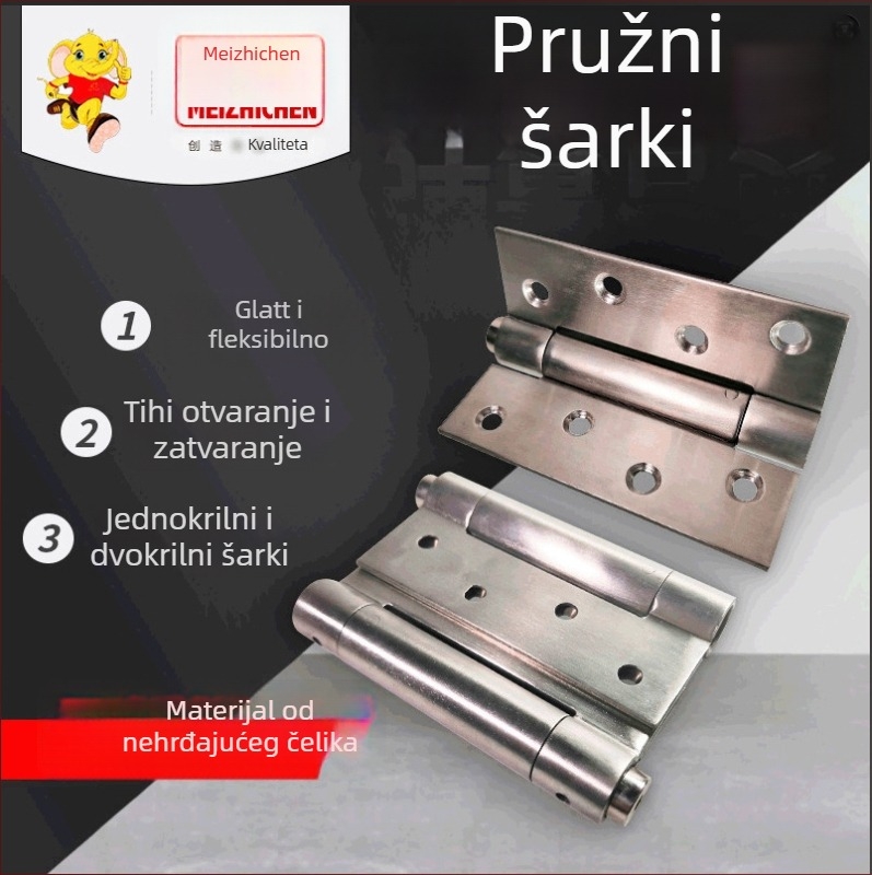 Pružni šarniri od nehrđajućeg čelika, brušeni završetak, dvostruko otvaranje, automatsko zatvaranje