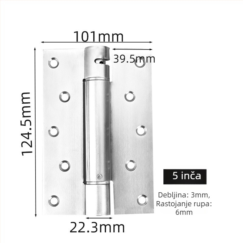 Pružni šarniri od nehrđajućeg čelika, brušeni završetak, dvostruko otvaranje, automatsko zatvaranje