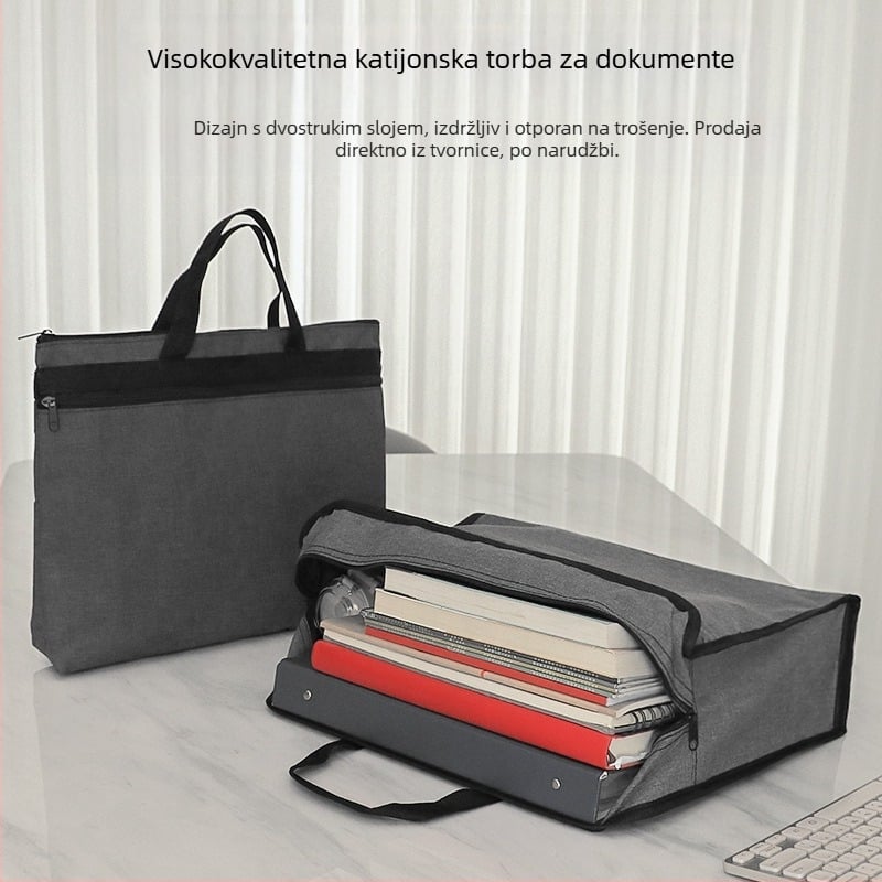 Kai Xiu torba za dokumente od kationičnog Oxford materijala, ručnog držanja, kvadratnog oblika, sa zatvaračem