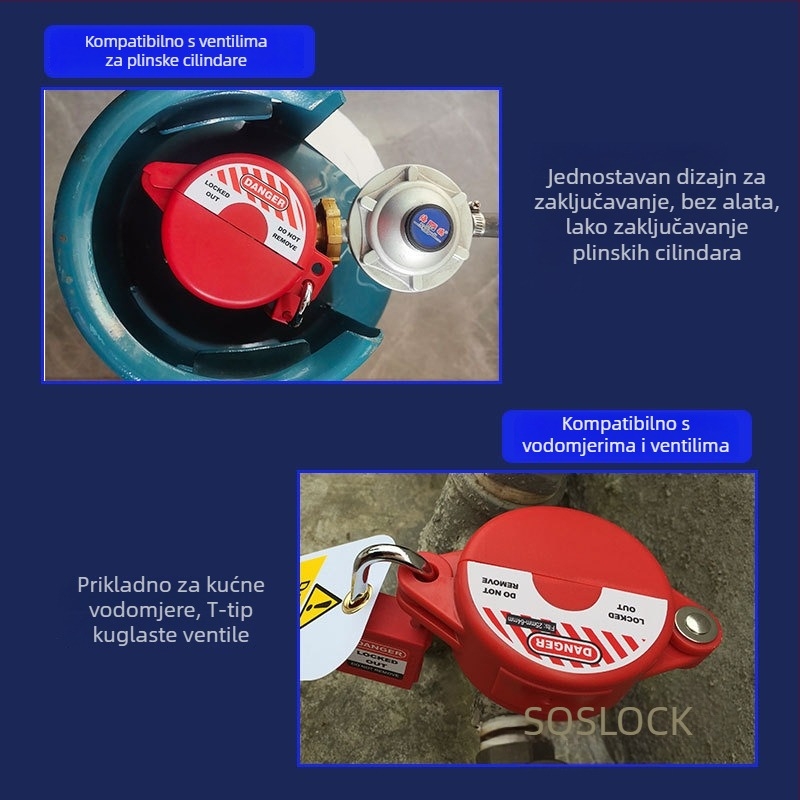 Kućna brava za plinski ventil s ručnim kolom, brava za vodomjer, kućna verzija, model Sqs-h02, nehrđajući čelik