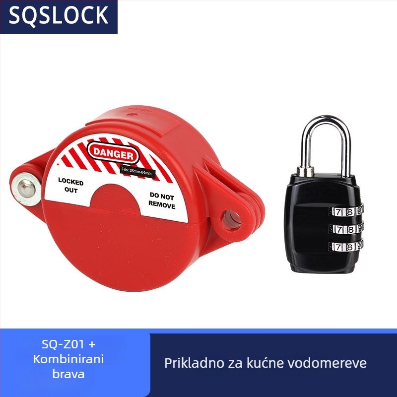 Kućna brava za plinski ventil s ručnim kolom, brava za vodomjer, kućna verzija, model Sqs-h02, nehrđajući čelik