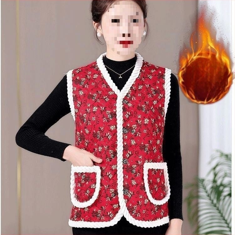 Ženska vest od ovčje vune s V izrezom, jednim gumbom, ultrakratka duljina, punjenje od vune