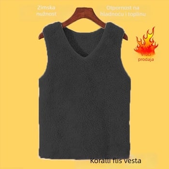 Žensko termo bez rukava prsluk, regularni kroj, polo ovratnik, chenille tkanina, 90–95% Spandex (Proljeće 2025)