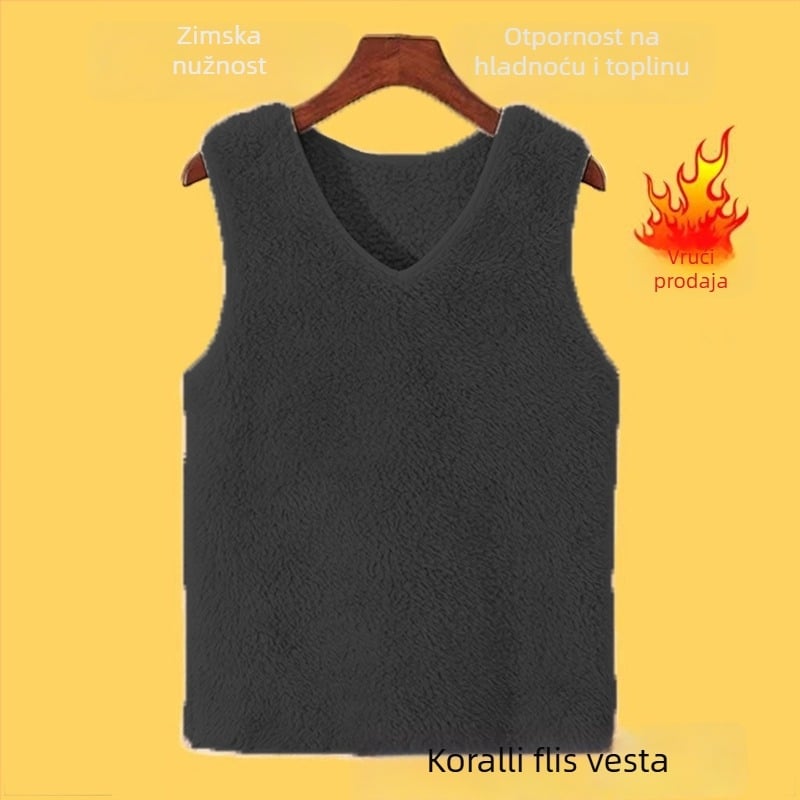 Žensko termo bez rukava prsluk, regularni kroj, polo ovratnik, chenille tkanina, 90–95% Spandex (Proljeće 2025)