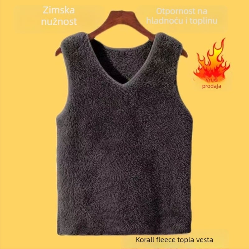 Žensko termo bez rukava prsluk, regularni kroj, polo ovratnik, chenille tkanina, 90–95% Spandex (Proljeće 2025)