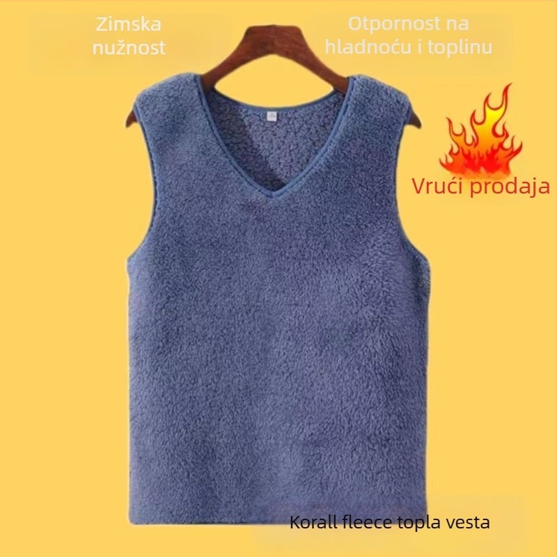 Žensko termo bez rukava prsluk, regularni kroj, polo ovratnik, chenille tkanina, 90–95% Spandex (Proljeće 2025)