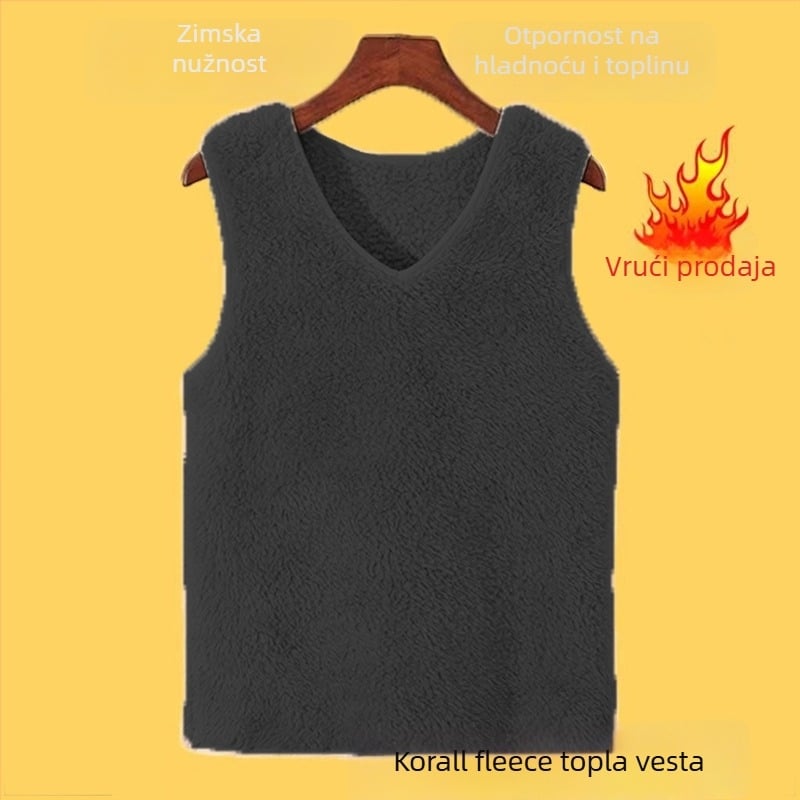 Žensko termo bez rukava prsluk, regularni kroj, polo ovratnik, chenille tkanina, 90–95% Spandex (Proljeće 2025)