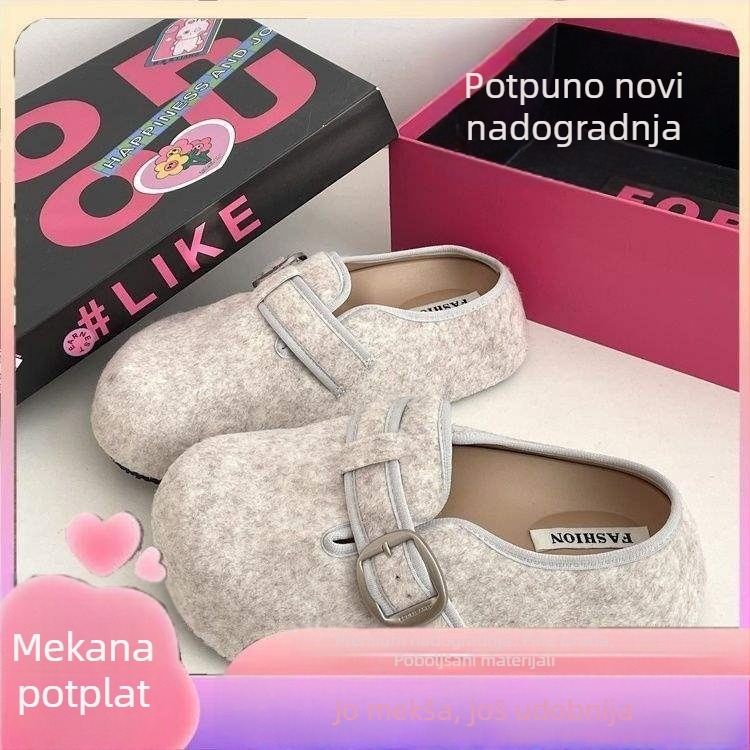 Ženske zatvorene mule s slip-on, gornji dio od sintetičke kože, podstava od pjene, prozračan, ravna potplata