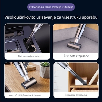 Ručni usisavač za auto - bez četkica, bežični, prenosni, dvostrane namjene za dom i auto, 7,4V, 120W, 8000 Pa, 20 minuta rada, 60 dB