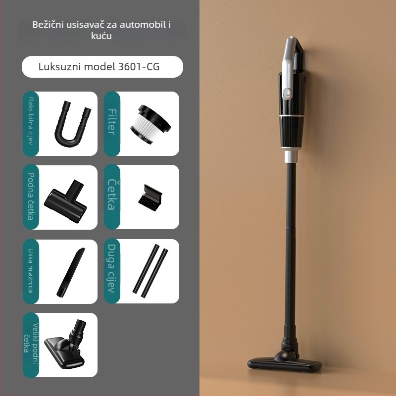 Ručni usisavač za auto - bez četkica, bežični, prenosni, dvostrane namjene za dom i auto, 7,4V, 120W, 8000 Pa, 20 minuta rada, 60 dB