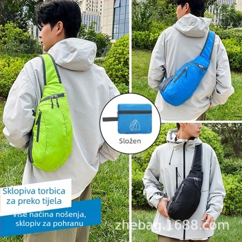 Sklopiva muška crossbody torba s tiskanim logom, od poliestera, za putovanja i slobodno vrijeme