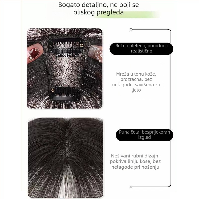 Perika s bangs - Model: Dvostruko slojevita svila mreža, Polu ručno tkanje, Toplinski otporan vlak, Tip frizure: jednostavan i ukošen, Promjena oblika