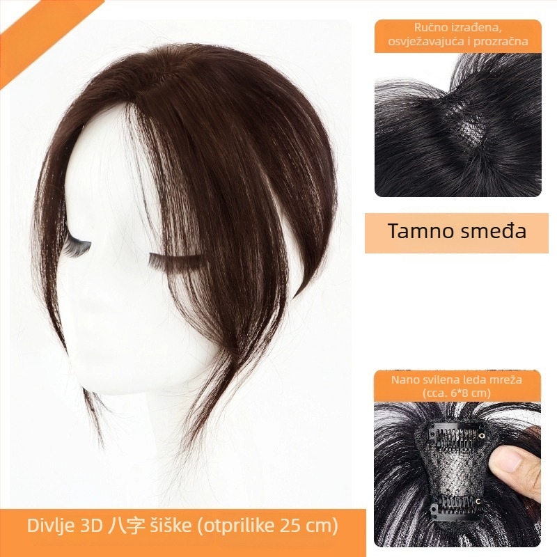 Perika s bangs - Model: Dvostruko slojevita svila mreža, Polu ručno tkanje, Toplinski otporan vlak, Tip frizure: jednostavan i ukošen, Promjena oblika