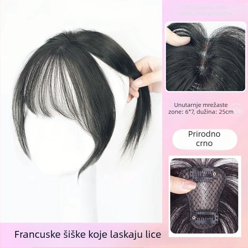 Perika s bangs - Model: Dvostruko slojevita svila mreža, Polu ručno tkanje, Toplinski otporan vlak, Tip frizure: jednostavan i ukošen, Promjena oblika