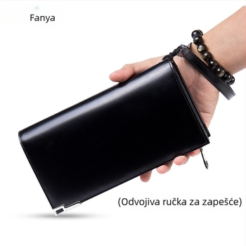 Farney ya Q6021 Muški kožni novčanik – zip, vertikalni kvadratni oblik, poslovni stil, prava koža, unutarnji odjeljci za banknote, novčiće, ID i kartice