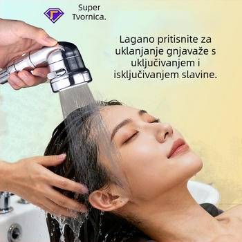 ABS tuš set, zidni montažni, pojačivač mlaza, trostupanjsko podešavanje, prekid vode jednim gumbom