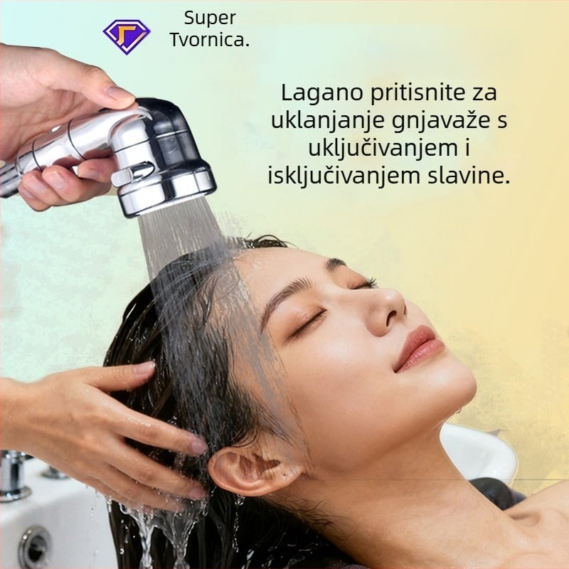 ABS tuš set, zidni montažni, pojačivač mlaza, trostupanjsko podešavanje, prekid vode jednim gumbom