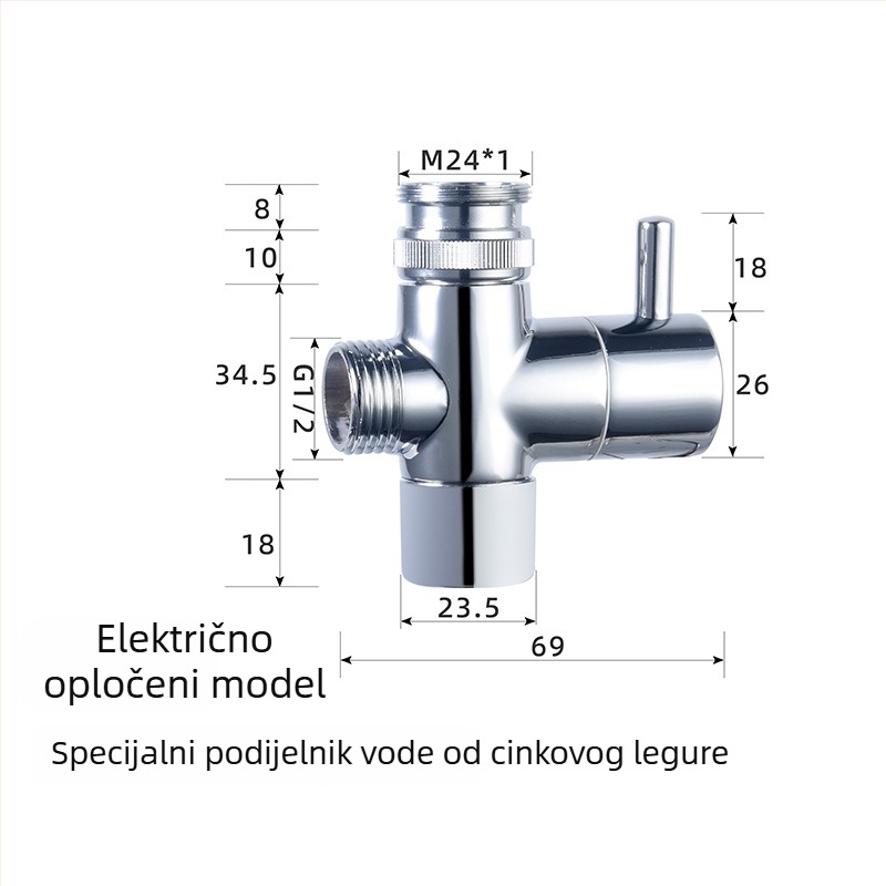 ABS tuš set, zidni montažni, pojačivač mlaza, trostupanjsko podešavanje, prekid vode jednim gumbom