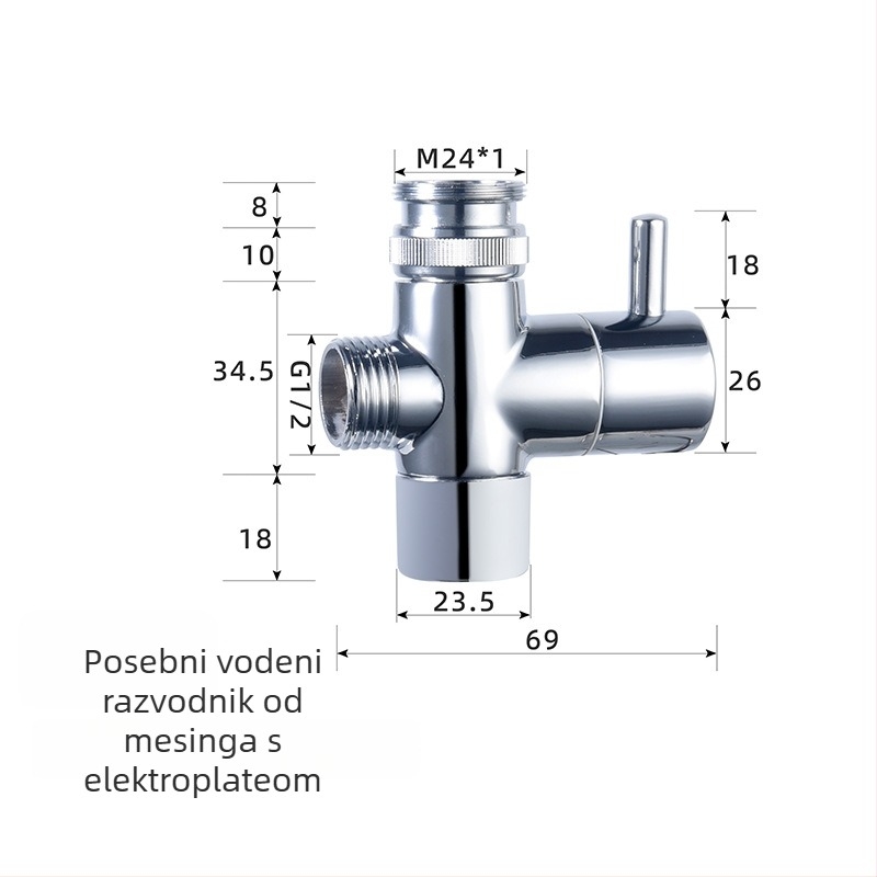 ABS tuš set, zidni montažni, pojačivač mlaza, trostupanjsko podešavanje, prekid vode jednim gumbom
