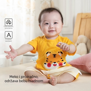 Pidole 100% pamuk bebi unisex jednodjelni kombinezon za novorođenčad, tanak materijal, upijanje vlage, otisak crtani film, ljetni komad