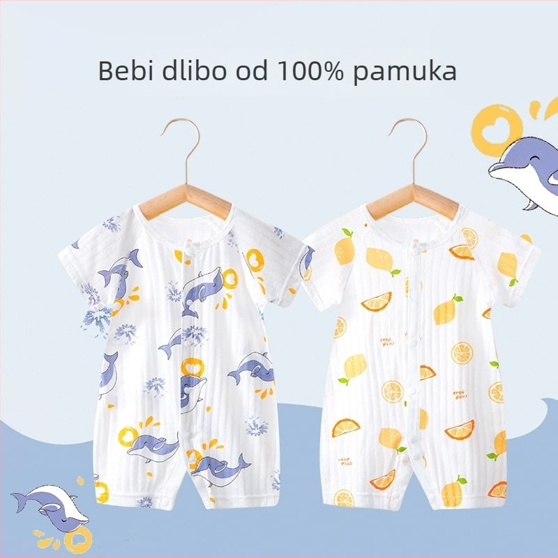 Pidole 100% pamuk bebi unisex jednodjelni kombinezon za novorođenčad, tanak materijal, upijanje vlage, otisak crtani film, ljetni komad