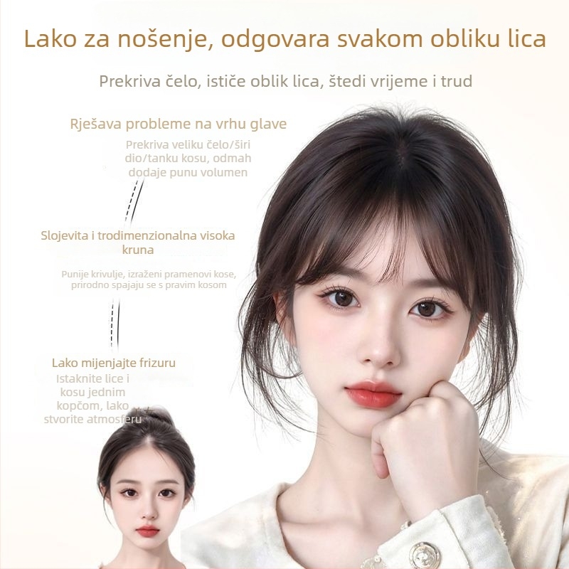Perika s bangs u francuskom stilu – kosa od vlakana visokotemperaturnog, mehanizam obrade, ravne ili nagnute fringe, podrijetlo Henan, bez bojenja ili peglanja