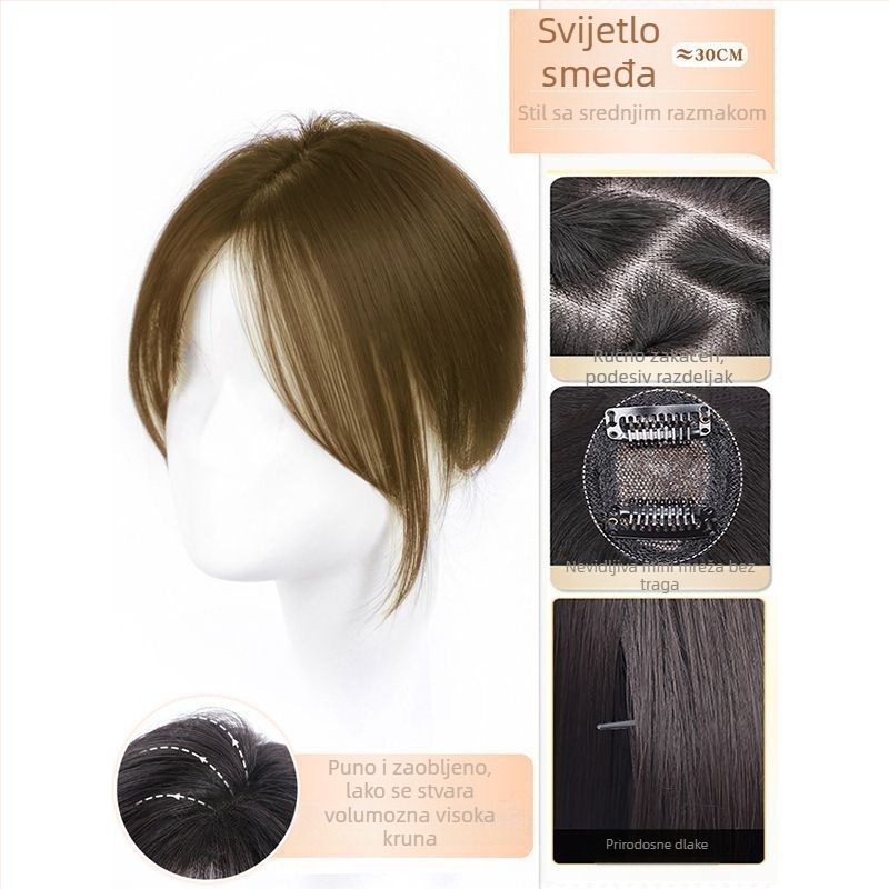 Perika s bangs u francuskom stilu – kosa od vlakana visokotemperaturnog, mehanizam obrade, ravne ili nagnute fringe, podrijetlo Henan, bez bojenja ili peglanja