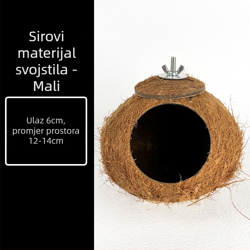 Hamster gnijezdo od kokosove ljuske – Materijal: svileno cvijeće, kružno, vodootporno, unutarnje, crtani stil