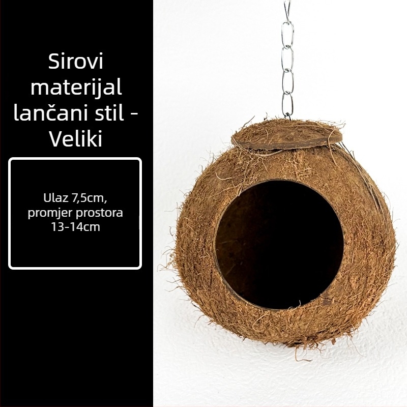 Hamster gnijezdo od kokosove ljuske – Materijal: svileno cvijeće, kružno, vodootporno, unutarnje, crtani stil