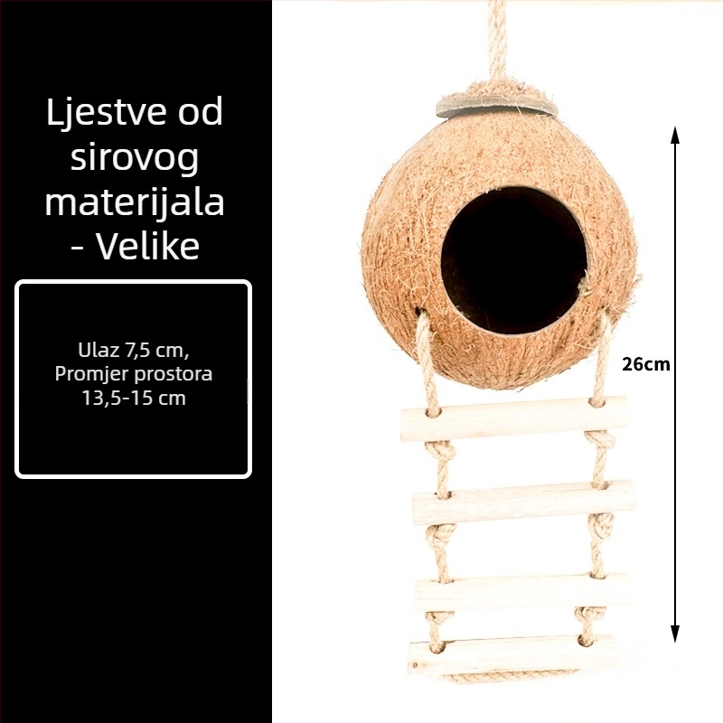 Hamster gnijezdo od kokosove ljuske – Materijal: svileno cvijeće, kružno, vodootporno, unutarnje, crtani stil