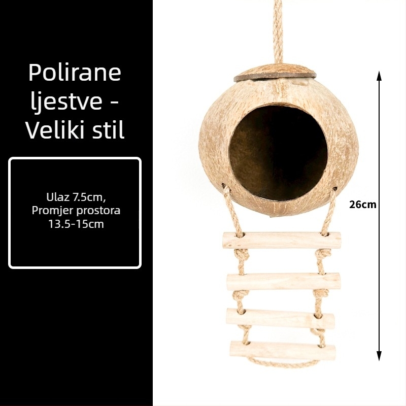 Hamster gnijezdo od kokosove ljuske – Materijal: svileno cvijeće, kružno, vodootporno, unutarnje, crtani stil