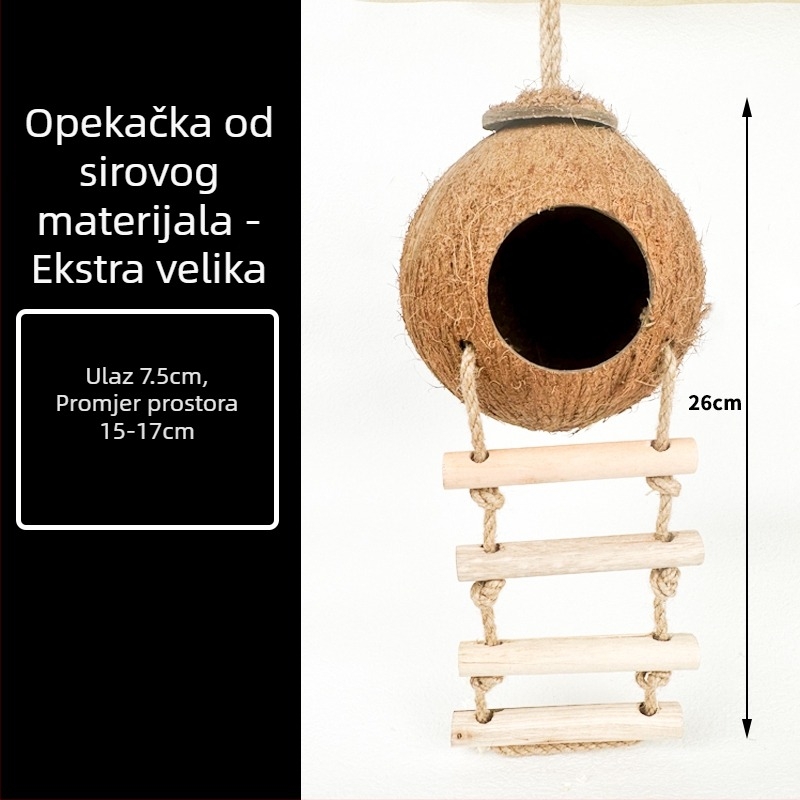 Hamster gnijezdo od kokosove ljuske – Materijal: svileno cvijeće, kružno, vodootporno, unutarnje, crtani stil