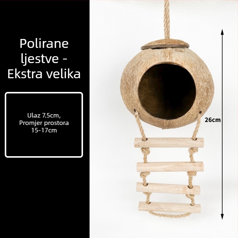 Hamster gnijezdo od kokosove ljuske – Materijal: svileno cvijeće, kružno, vodootporno, unutarnje, crtani stil