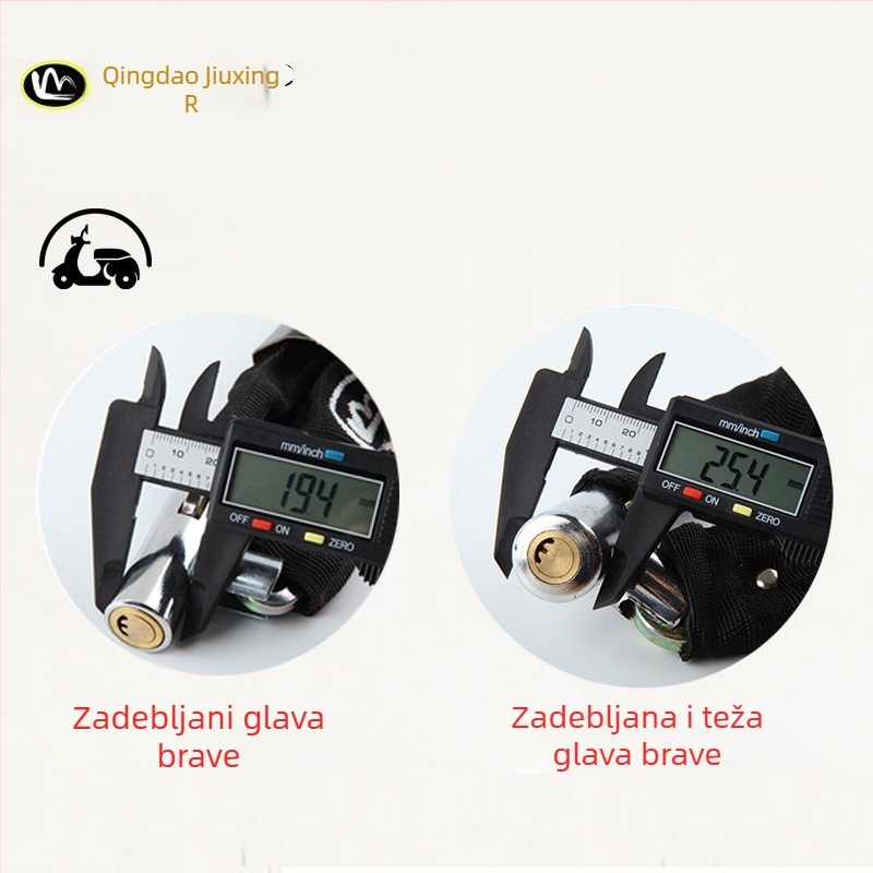 Lančana zaključavka za bicikle i motocikle s zaštitom od krađe, cilindar brave od čistog bakra, modeli 6608-1, 6610-1, 6612-1, 6615-1