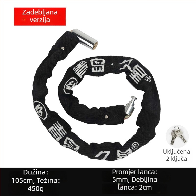 Lančana zaključavka za bicikle i motocikle s zaštitom od krađe, cilindar brave od čistog bakra, modeli 6608-1, 6610-1, 6612-1, 6615-1