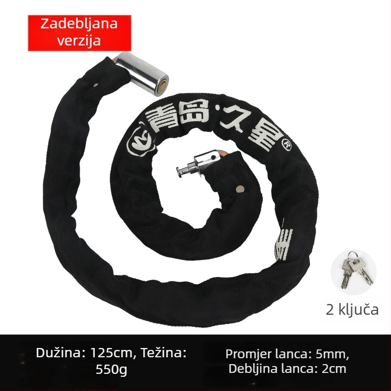 Lančana zaključavka za bicikle i motocikle s zaštitom od krađe, cilindar brave od čistog bakra, modeli 6608-1, 6610-1, 6612-1, 6615-1