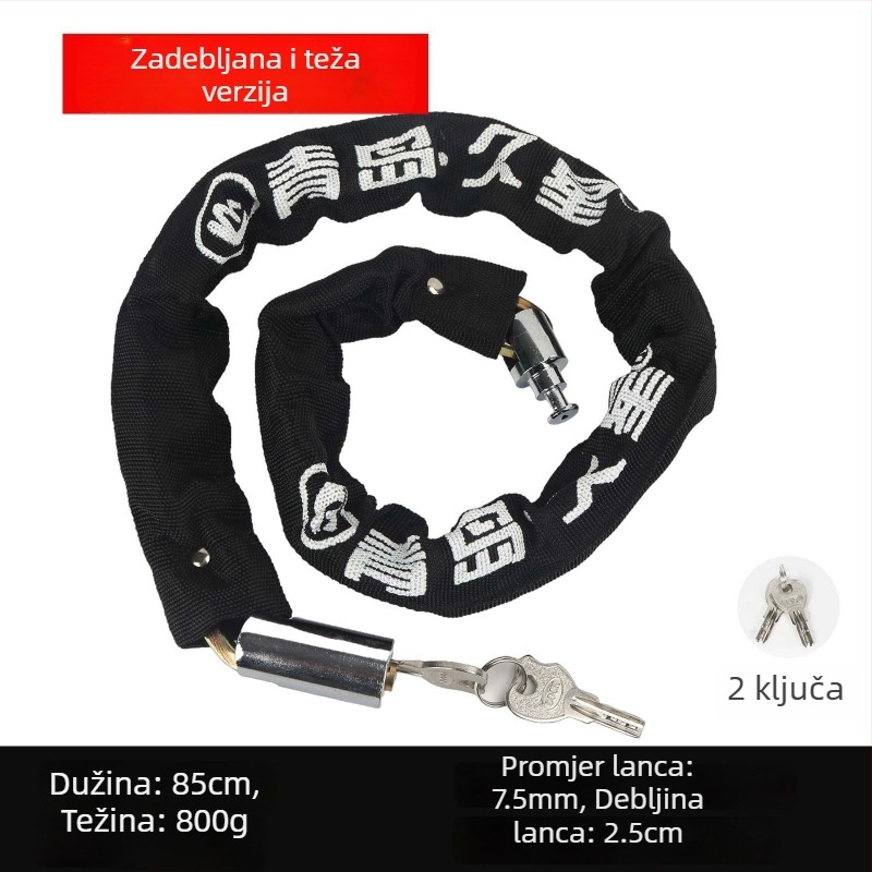 Lančana zaključavka za bicikle i motocikle s zaštitom od krađe, cilindar brave od čistog bakra, modeli 6608-1, 6610-1, 6612-1, 6615-1