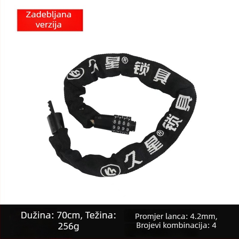 Lančana zaključavka za bicikle i motocikle s zaštitom od krađe, cilindar brave od čistog bakra, modeli 6608-1, 6610-1, 6612-1, 6615-1