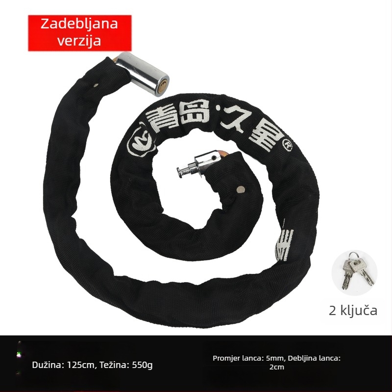 Lančana zaključavka za bicikle i motocikle s zaštitom od krađe, cilindar brave od čistog bakra, modeli 6608-1, 6610-1, 6612-1, 6615-1