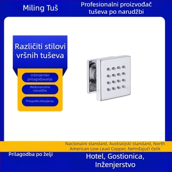 Ugrađena kvadratna ili okrugla tuš glava, rotirajuća i podesiva, od nehranjajućeg čelika, gornji raspršivač, masažna funkcija, moderni minimalistički dizajn