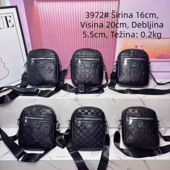 Muška crossbody torba — ugravirana PU, gradski stil, uzorak sa slovima, izdanje jesensko 2025