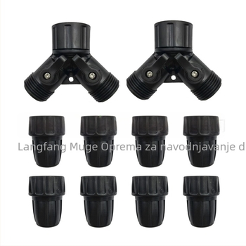 PE cjevovodni spoj za vodu s T-izvodom i koljenom, redukcijski T, s maticnim zaključavanjem (nut lock), materijal PE/POM, za kućnu njegu i zelene javne površine